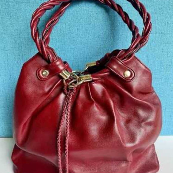 Relic Handbags - RELIC By Fossil Medium Burgundy Faux Leather Bucket HandBag Purse